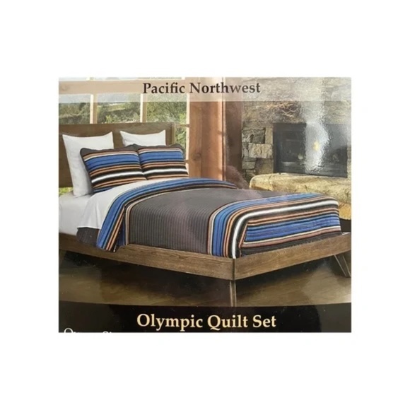 Pacific Northwest 3-Piece Quilt Set-Olympic Pattern-Queen Size NWT - Picture 2 of 4